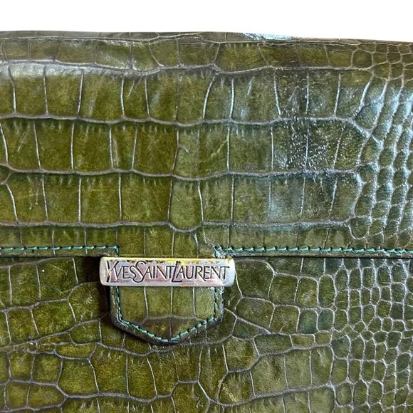 YSL Green Crocodile Snap Long Wallet - Picture 2 of 11